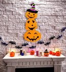 Pumpkin Trio With Witch Hat 60 Cm