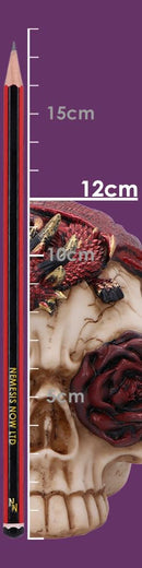 Rose Flame Decorative Skull With Sleeping Dragon 14.5cm 8