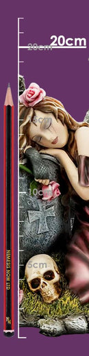 Lost Love Mourning Angel Figurine with Gravestone and Roses 29cm 3