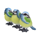 Three Wise Blue Tit Figurines in See no Hear Speak Evil Poses 8cm 2