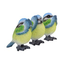 Three Wise Blue Tit Figurines in See no Hear Speak Evil Poses 8cm 4