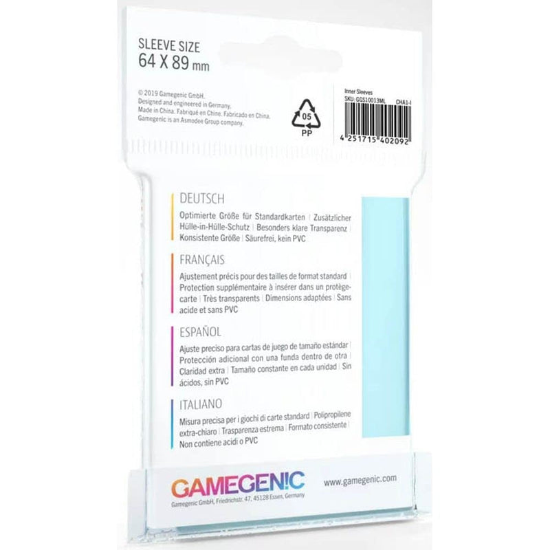 Gamegenic | Inner Sleeves | Trading Card Accessory | 100 Pack | Clear