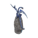 Cobalt Custodian Fantasy Blue Dragon Sitting on a Geode 23cm 4