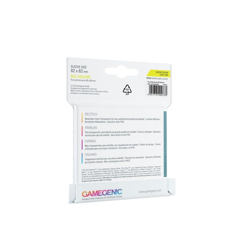 GAMEGEN!C- Prime Big Square Sized Sleeves 82 x 82 mm (50), Clear Colour (GGS10045ML)