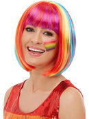 Rainbow Bob Wig with Fringe Adult Costume Accessory 1