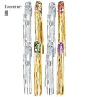 Set Of 3 3D G.I.D. Metallic Hanging Skullswith Tinsel Hair 80 Cm