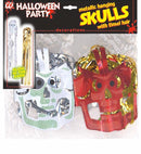 Set Of 3 3D G.I.D. Metallic Hanging Skullswith Tinsel Hair 80 Cm