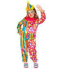 Clown  Jumpsuit With Collar, Mini Hat 