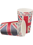 Union Jack Vintage Style Print Paper Cups 8 Pack 9oz Party Accessory 2