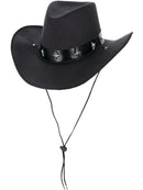 Black Western Cowboy Hat with Star Motif Band Adult Costume Accessory 1