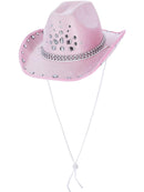 Baby Pink Rhinestone Cowboy Hat Adult Costume Accessory 1