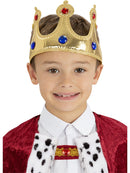 Kids Royal Crown Child Gold Coloured Soft Fabric with Jewels 1