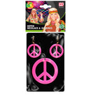 Neon Pink Hippie Necklace & Earrings Sets