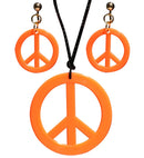 Neon Orange Hippie Necklace & Earrings Sets