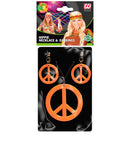 Neon Orange Hippie Necklace & Earrings Sets