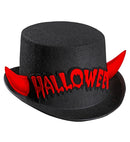 Top Hat Halloween  Felt With Red Reflective Horns 11 Cm