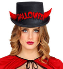 Top Hat Halloween  Felt With Red Reflective Horns 11 Cm