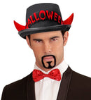 Top Hat Halloween  Felt With Red Reflective Horns 11 Cm