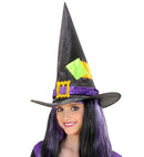 Witch Hat With Patches Satin & Velvet