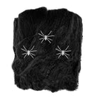 50 G Black Spiderweb With 3 Glow In The Dark Spiders