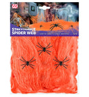 50 G Orange Spiderweb With 3 Spiders