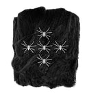 100 G Black Spiderweb With 5 Glow In The Dark Spiders