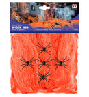 100 G Orange Spiderweb With 5 Spiders