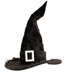 Velvet Witch Hat With Plush Trim & Buckle