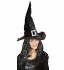 Velvet Witch Hat With Plush Trim & Buckle