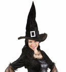 Velvet Witch Hat With Plush Trim & Buckle
