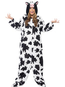 Cow Costume Adult Unisex White Black Hooded Jumpsuit 2