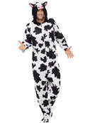 Cow Costume Adult Unisex White Black Hooded Jumpsuit 1
