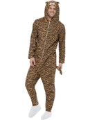 Tiger Costume Orange Black Hooded Jumpsuit with Tail for Adults 1