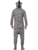 Zebra Costume Black White Hooded Adult Jumpsuit 3