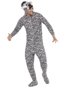Zebra Costume Black White Hooded Adult Jumpsuit 4