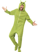 Adult Alien Costume Green All In One with Antennae Topped Hood 1