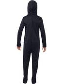 Kids Skeleton Black Hooded All in One Halloween Costume 3