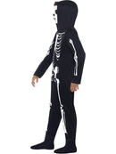Kids Skeleton Black Hooded All in One Halloween Costume 2