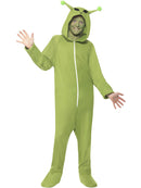 Alien Costume Kids Green Hooded Jumpsuit 1