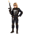 S.W.A.T. Officer  Jumpsuit, Bulletproof Vest, Belt With Holster Andpurse, Knee Pads, Elbow Pads, Mask 