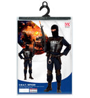 S.W.A.T. Officer  Jumpsuit, Bulletproof Vest, Belt With Holster Andpurse, Knee Pads, Elbow Pads, Mask 