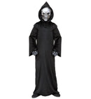 Grim Reaper  Robe, Hooded Holographic Skull Mask, Bone Gloves 