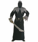 Skull Warlord  Hooded Robe With Invisible Face Mask, Belt With 3D Skull Buckle And Chains 