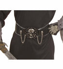 Skull Warlord  Hooded Robe With Invisible Face Mask, Belt With 3D Skull Buckle And Chains 