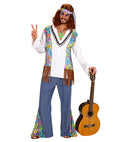 Woodstock Hippie Man  Shirt Withvest, Pants, Headband 
