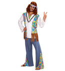 Woodstock Hippie Man  Shirt Withvest, Pants, Headband 