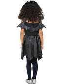 Dark Bat Fairy Costume Child Black Silver Dress Wings and Eyemask 3
