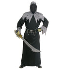 Skull Warlord  Hooded Robe With Invisible Face Mask, Belt With Skull Buckle And Chains 