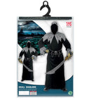 Skull Warlord  Hooded Robe With Invisible Face Mask, Belt With Skull Buckle And Chains 