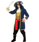 Pirate Of The 7 Seas  Coat, Vestwith Jabot, Cuffs, Pants, Belt, Boot Covers, Hat, Eye-Patch 